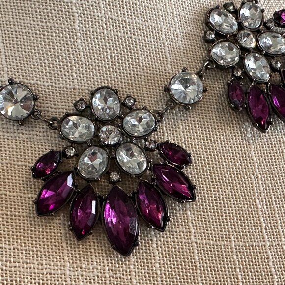 Vintage Purple Crystal and Rhinestone Statement Necklace - Picture 4 of 5